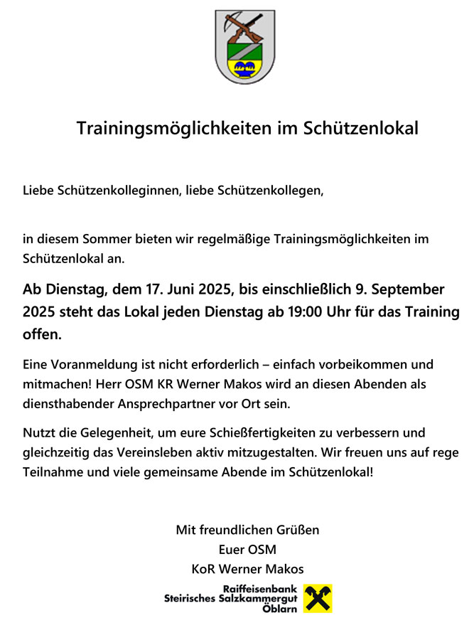 Trainingsmöglichkeiten im Sommer